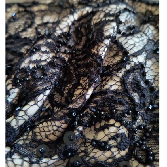 White House Black Market Dress Wmns Sz 4 Black Strapless Beaded Lace Knee Length - Picture 13 of 16